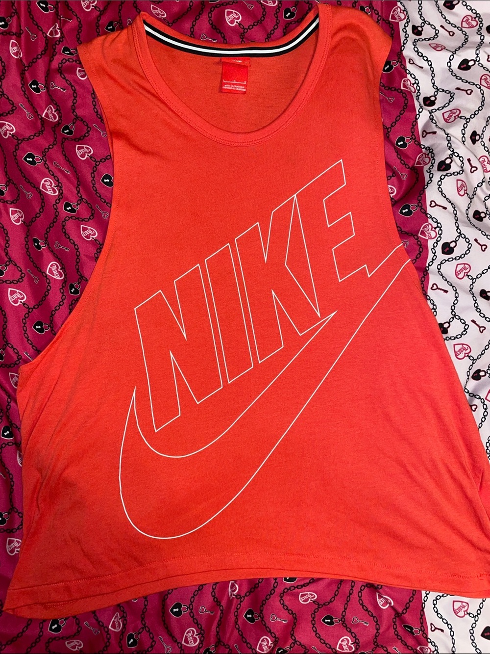 Nike Red-Orange Graphic Muscle Tank